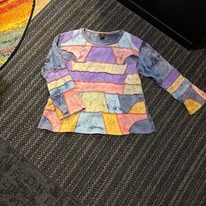 Rising International Multicolor Patchwork Long Sleeve Tee